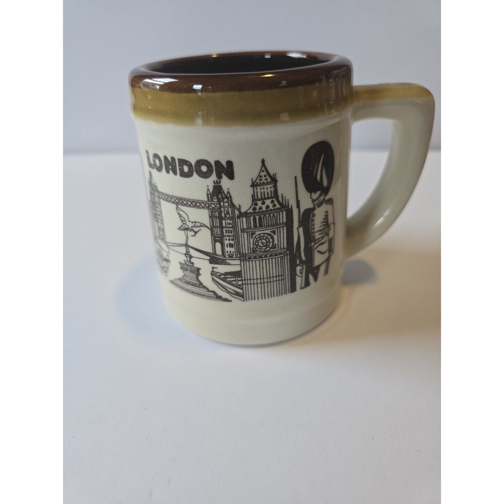 London Souvenir Ceramic Coffee Tea Mug Cup Brown Beige London Bridge Big Ben